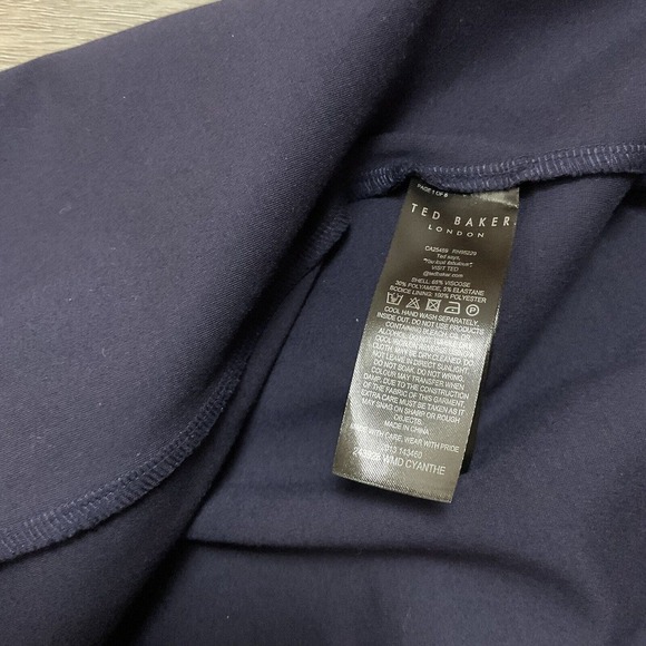 Ted Baker Size 3 US Size 8 Dress Cyanthe Sheath Full Zip Navy gold Career Office - Picture 6 of 10